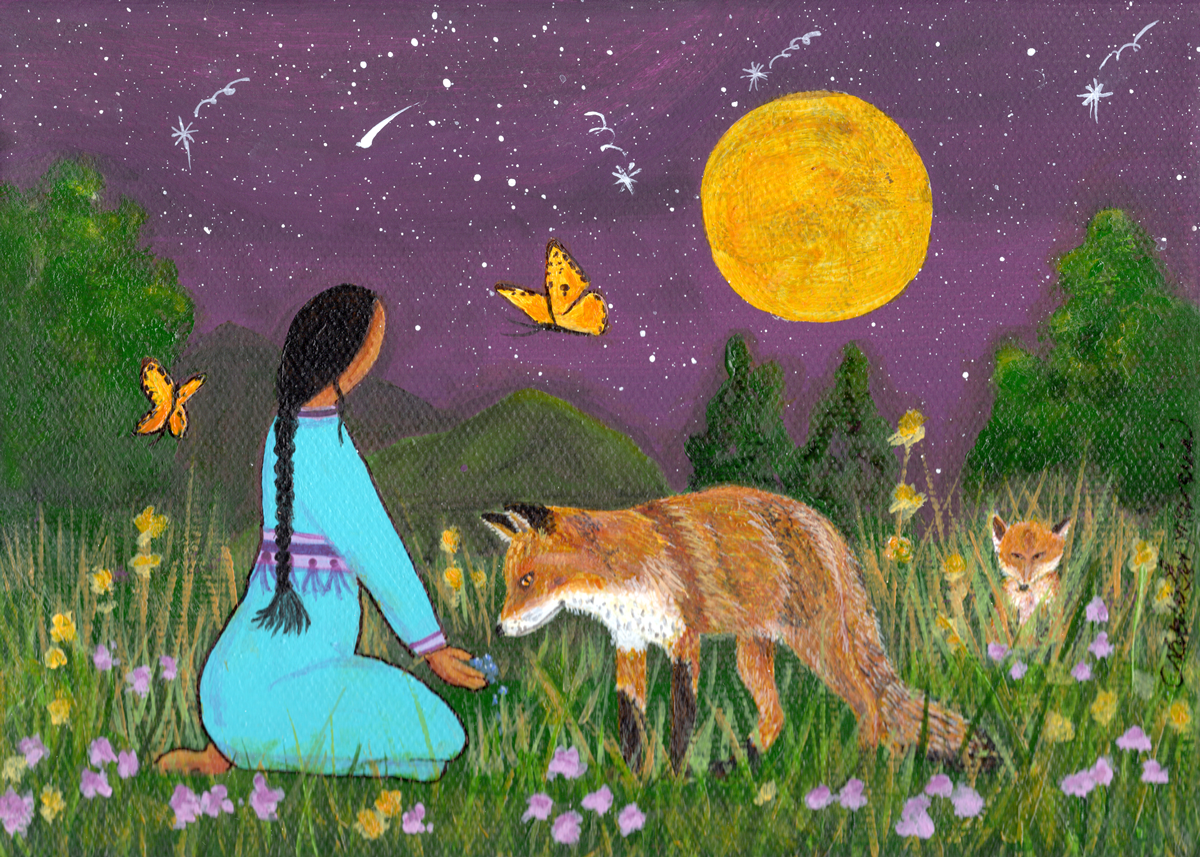 Fox Woman Painting by Natalie Marquis