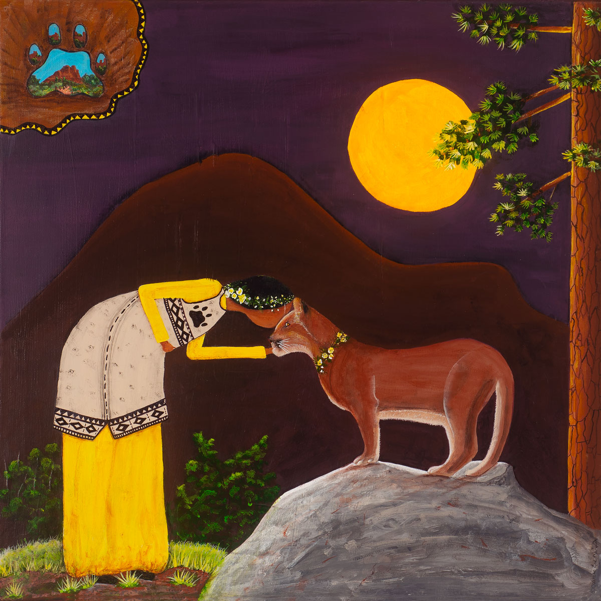 Mountain Lion Woman Painting by Natalie Marquis
