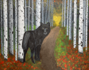 Follow Your Heart Black Wolf Painting by Natalie Eve Marquis tight