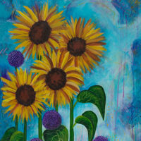 Sunflower and Allium 45 24 x 36