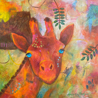 Blue Eyes - Giraffe Painting 12 x 12