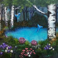 Pools of Light birch tree painting